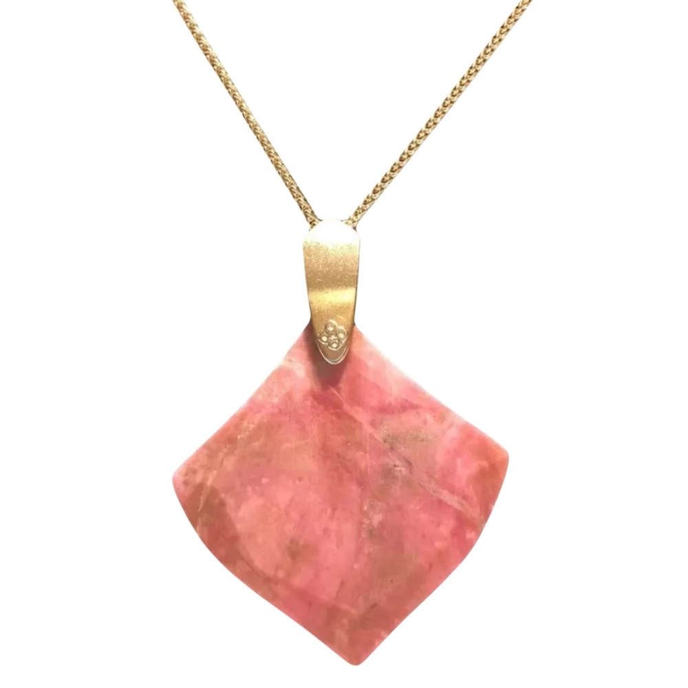 Kendra Scott Aislinn Pendant Pink Rhodonite and Gold Chain Necklace